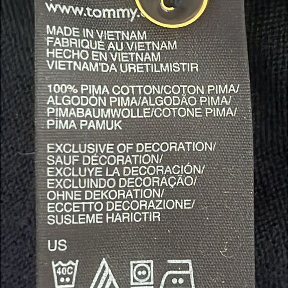 Tommy Hilfiger 100 % Pima Cotton Navy Sm Polka Dots Cardigan Button up Sz M - Picture 7 of 7